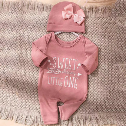Ylsteed 2Pcs Newborn Photography Long Tleeves Romper Jumpsuit With Bow Hat Embroidery Baby Clothes Photography Props-HD