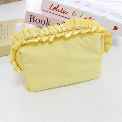 Korean-style Ruffled Makeup Bag Simple Nylon Waterproof Storage Pouch