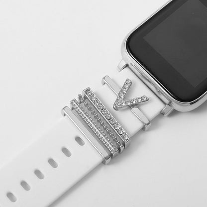 Suitable For Silicone Strap With Diamonds 26 English Letters Fashion Alloy Strap