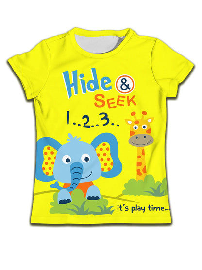 Children Boy T-shirt Clothes Casual Soft T-shirt Cute Cat Cartoon Pattern