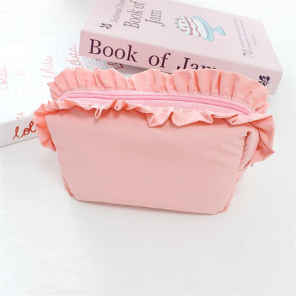 Korean-style Ruffled Makeup Bag Simple Nylon Waterproof Storage Pouch