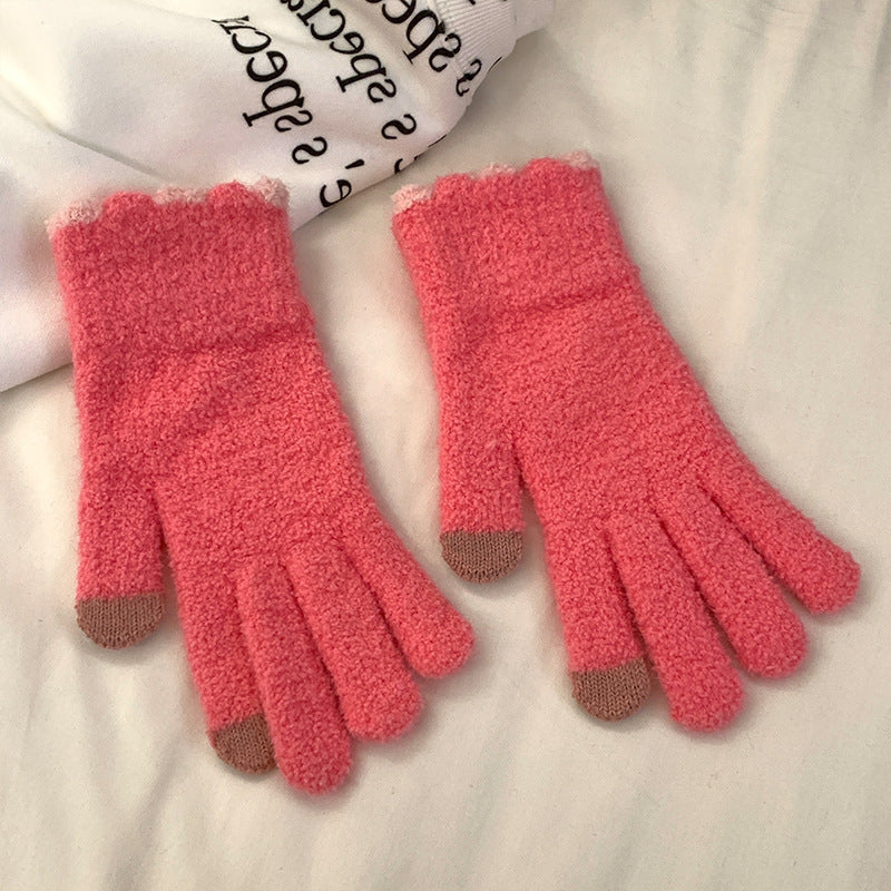 Winter Fingerless Knitted Gloves Touchscreen Warm Windproof