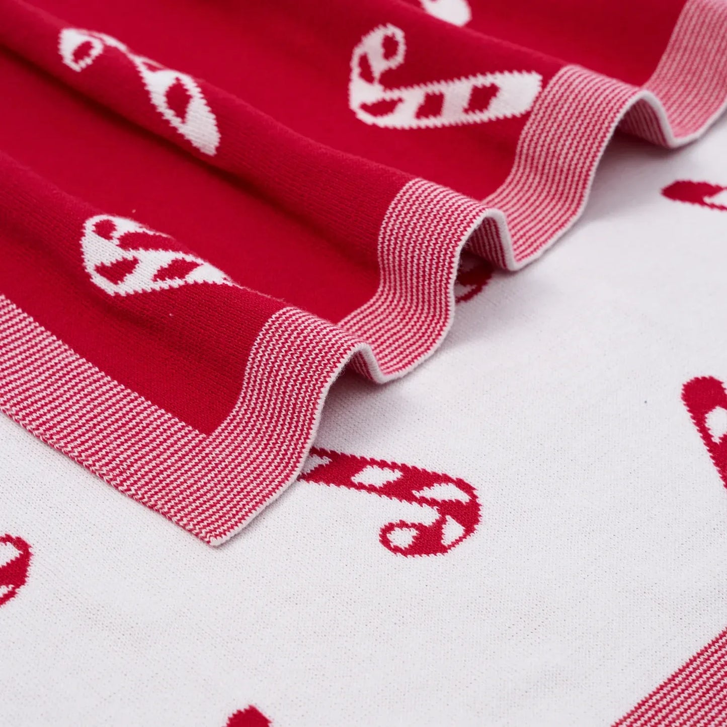 Christmas Candy Cane Jacquard Knit Baby Blanket