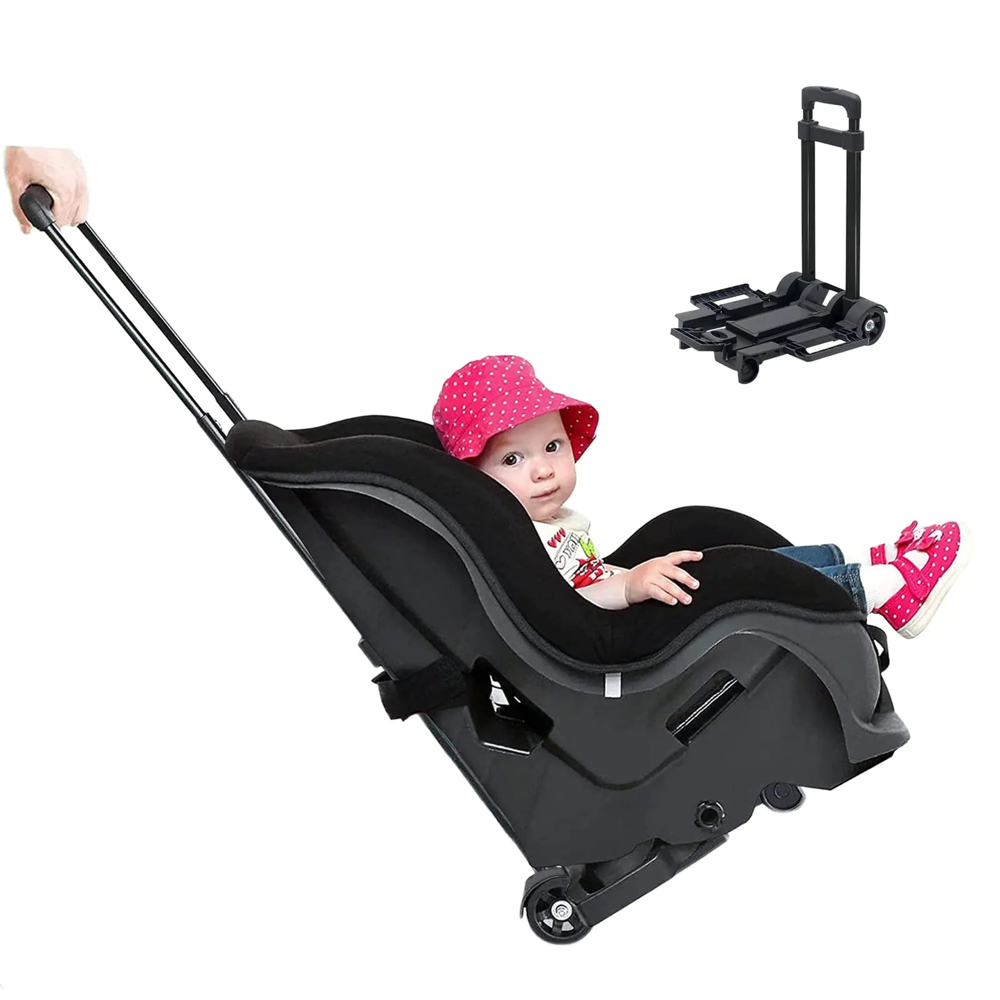 Car Seat Stroller | Car Seat Carrier for Airport | Car Seat Carrier with Wheels and Compact Fold | Foldable Car Seat | Travel Cart with Belt - # BAGEG11010019