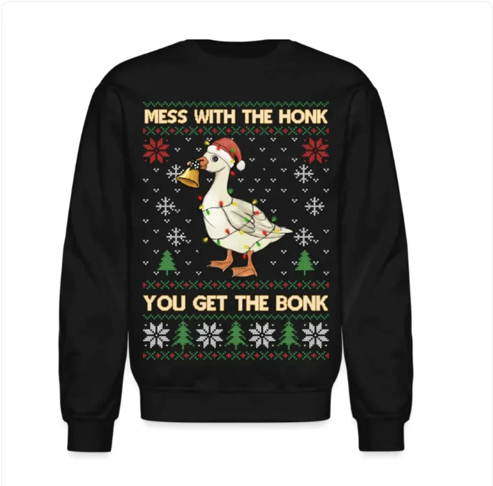 Cartoon Christmas Printed Sweater - Festive Round Neck Pullover - # BOAA13510034