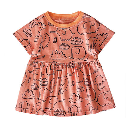Cartoon Printed Summer Dress for Baby Girls - # BAAA51110007