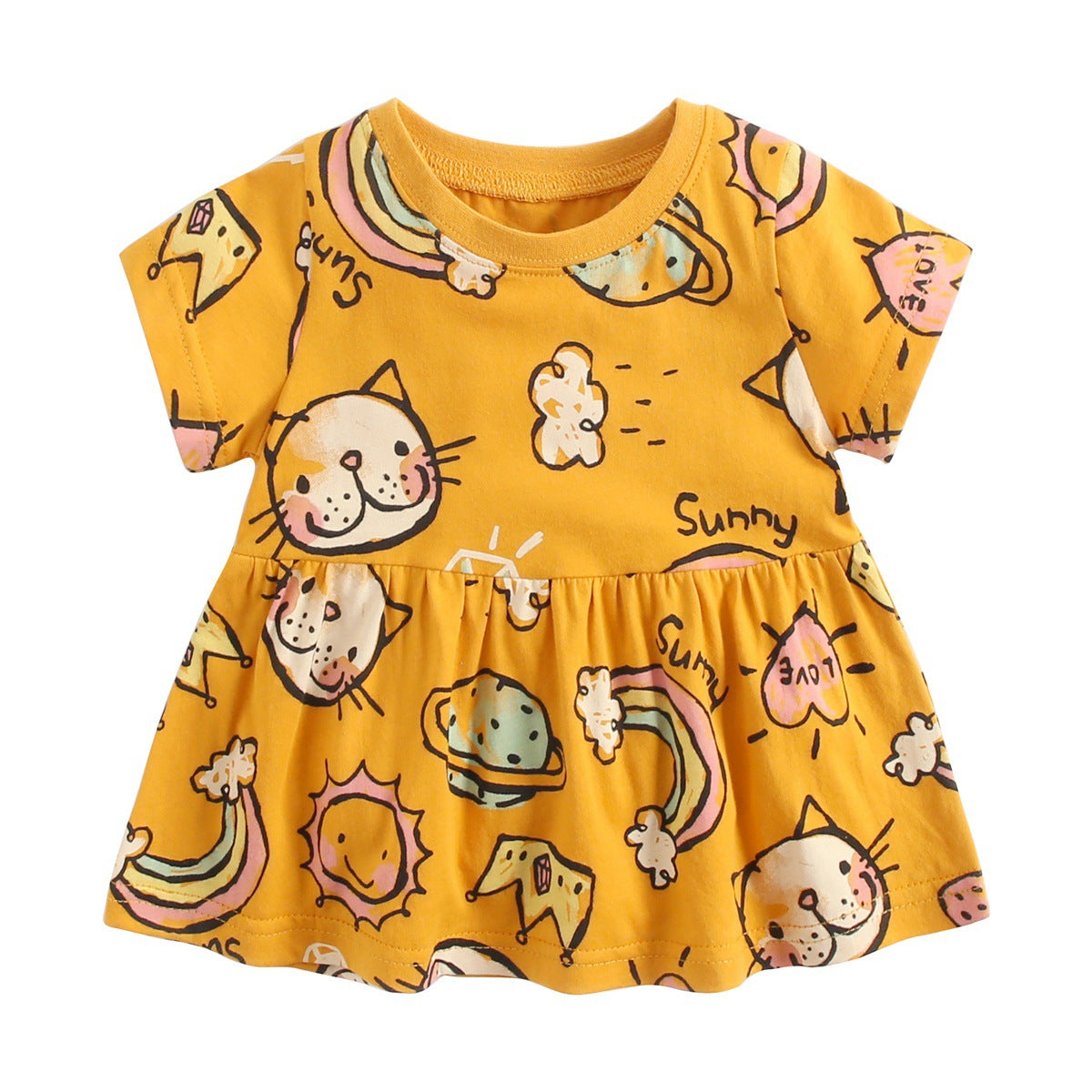 Cartoon Printed Summer Dress for Baby Girls - # BAAA51110007
