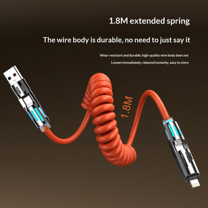 Phone Cable Spring Light Bar 4-in-1 65W Data Cable