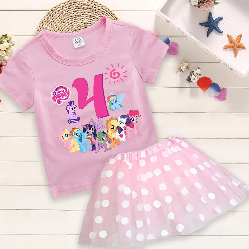 My Little Pony Birthday Dress Set for Baby Girls – T-Shirt & Skirt
