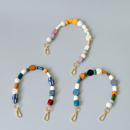 Fashionable Colorful Retro Handmade Wooden Chain Short Handbag Carrying Chain