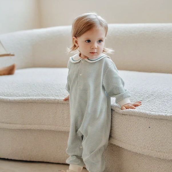 Baby's Springautumn Long-sleeve Striped Romper