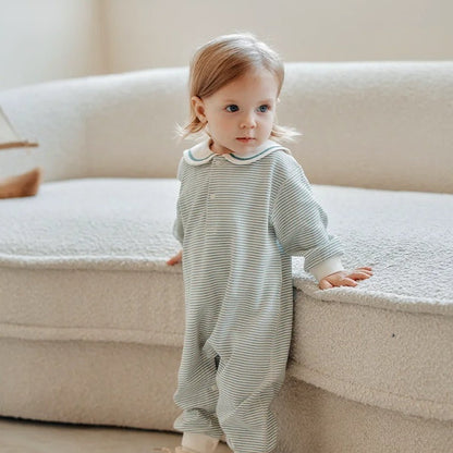 Baby's Springautumn Long-sleeve Striped Romper