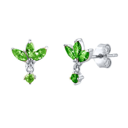 S925 Silver Needle Stud Earrings With Zircon Butterfly Design