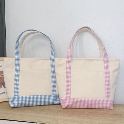 Lattice Travel Large-capacity Color-spliced Thickened Handbag