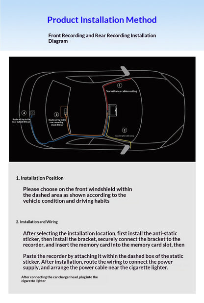 High-definition Car 4K Front And Rear Dual-recording In-vehicle Dashcam