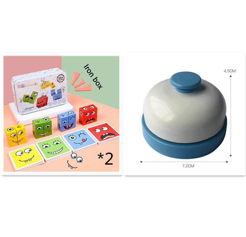 Wooden Expressions Toy Wooden Magic Cube Face Pattern Building Blocks Educational Montessori Toys Wooden Matching Block Puzzles