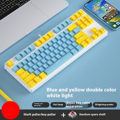 87 Key Wired Game Hot Plug Two Colors Mechanical Keyboard