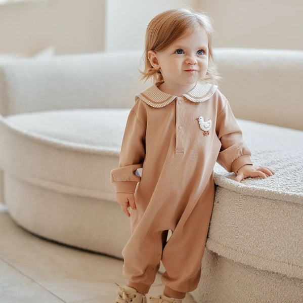 Baby's Springautumn Long-sleeve Striped Romper