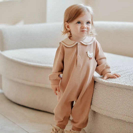 Baby Long-Sleeve Striped Romper