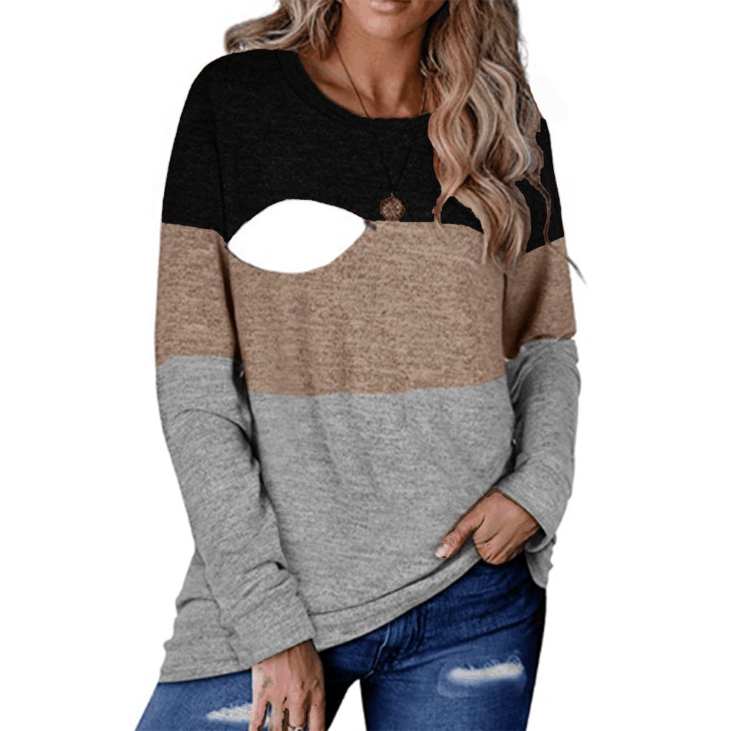 Chic Colorblock Nursing Crew T-Shirt - # NURSGA11110106