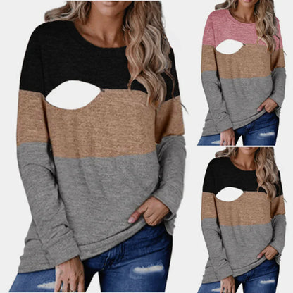 Chic Colorblock Nursing Crew T-Shirt - # NURSGA11110106