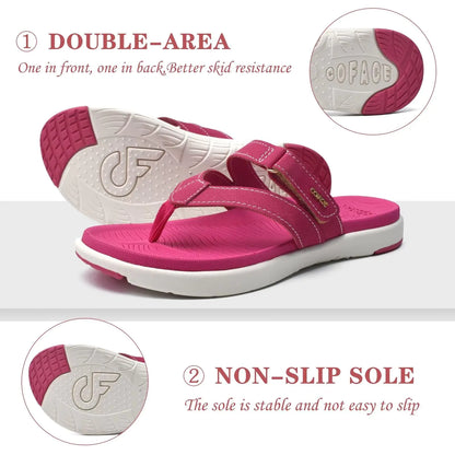 COFACE Womens Fashion Orthotic Flip Flops Ladies Slip On Lightweight Athletic Yoga Mat Cushion Thong Sandals With Comfortable Plantar Fasciitis Arch Support 9.5 Rose - # GIAA73510005