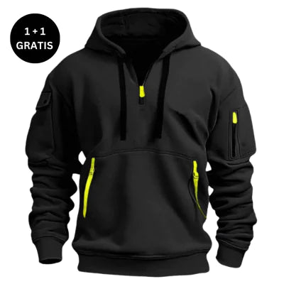 Cotton Dropped Shoulder Hooded Sweatshirt - # BOAA13510021