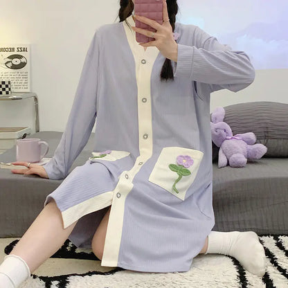 Cotton Maternity Nightgown for Nursing Mothers - # NURSGA11410101