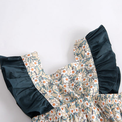Cotton Summer Baby Girl Romper with Floral Design - # BAAA21110044