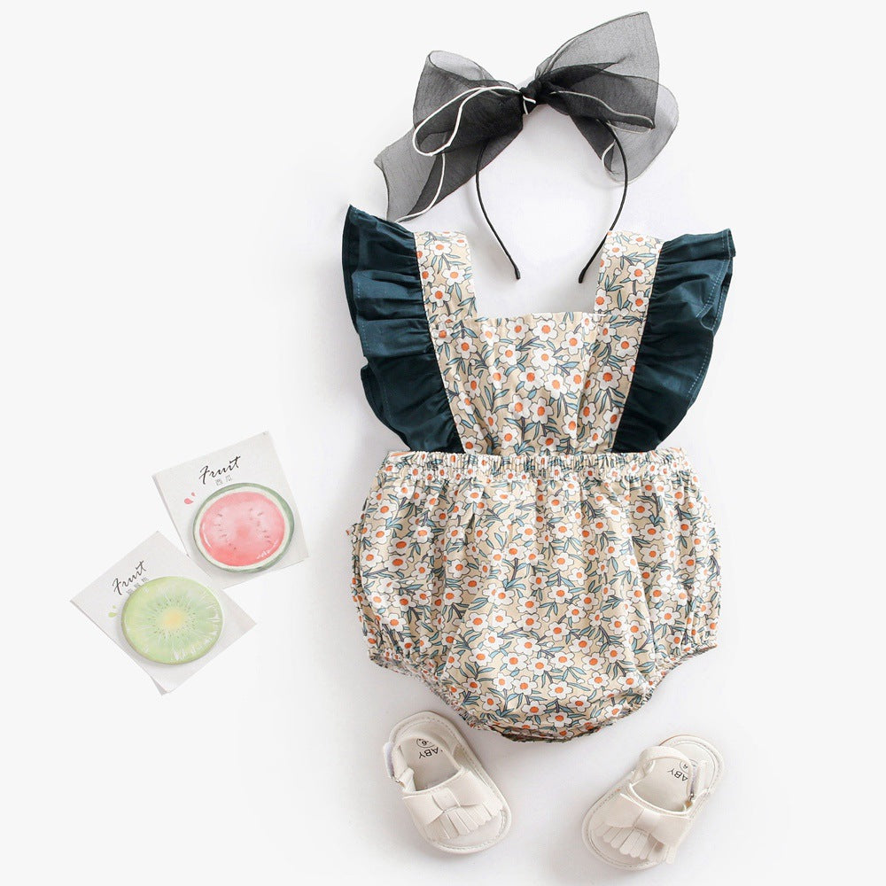 Cotton Summer Baby Girl Romper with Floral Design - # BAAA21110044