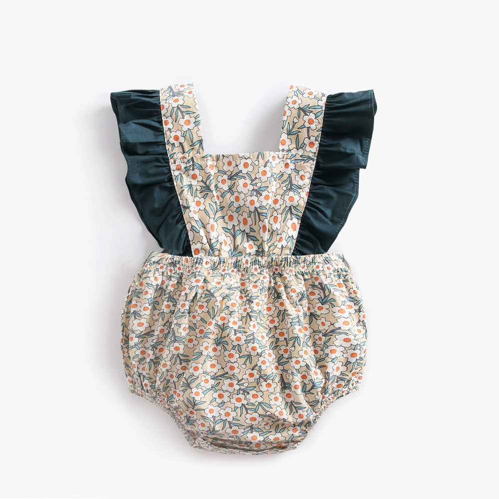 Cotton Summer Baby Girl Romper with Floral Design - # BAAA21110044