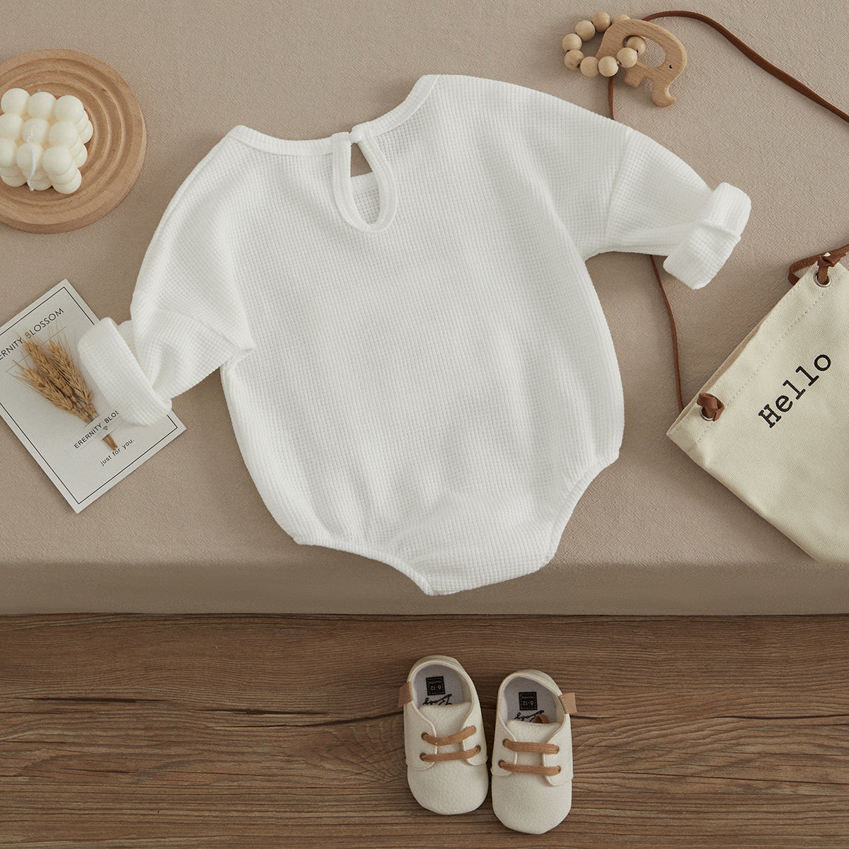 Cute Bear Embroidery Baby Romper | With Front Pocket - # BAAA21110057