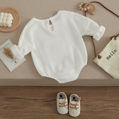 Cute Bear Embroidery Baby Romper | With Front Pocket - # BAAA21110057