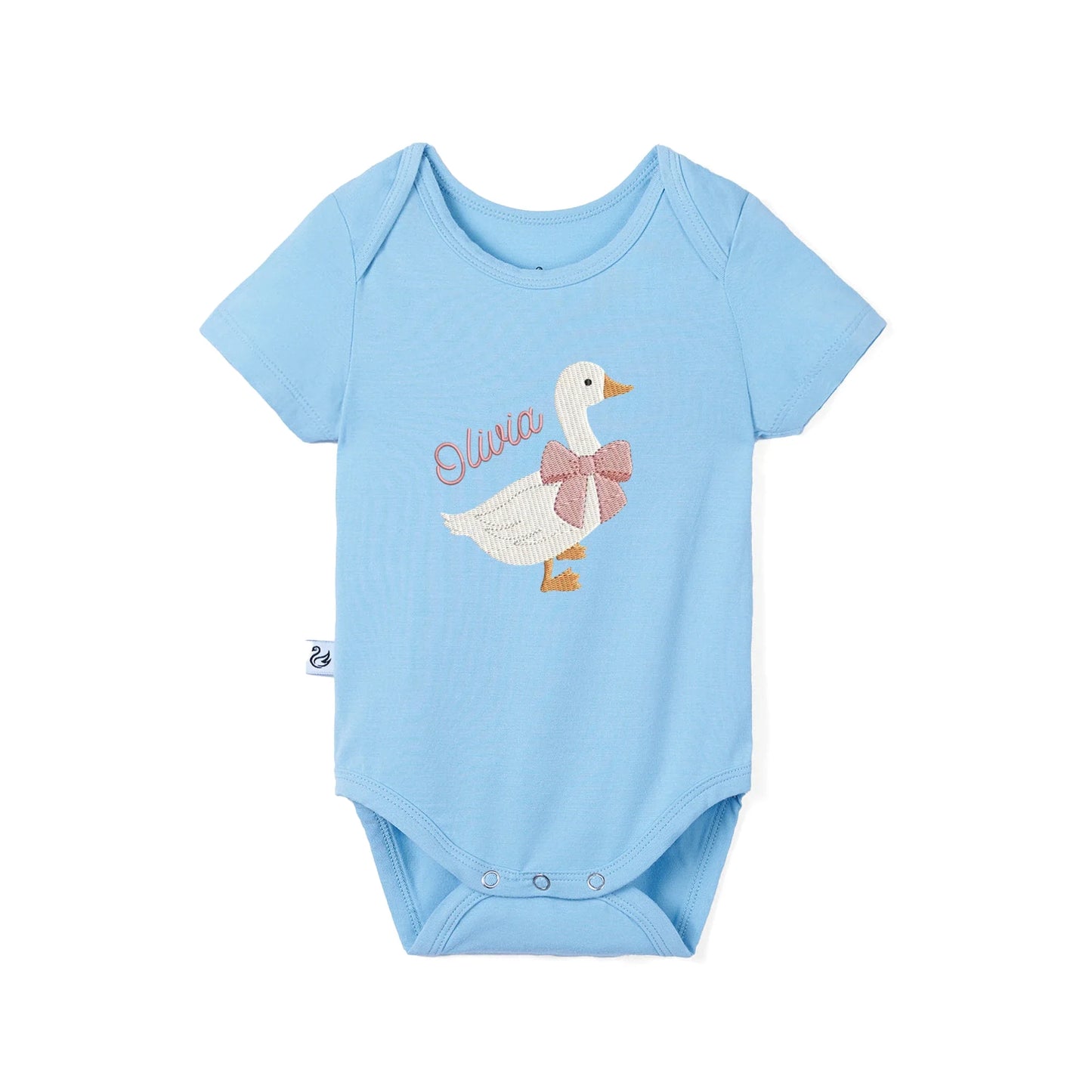'Silly Goose' Bamboo Embroidered Baby Bodysuit