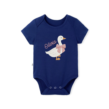 'Silly Goose' Bamboo Embroidered Baby Bodysuit