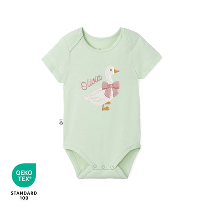 'Silly Goose' Bamboo Embroidered Baby Bodysuit