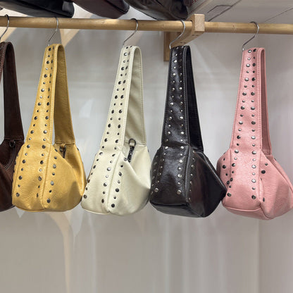 Niche Vintage Biker-style Studded Underarm Bag