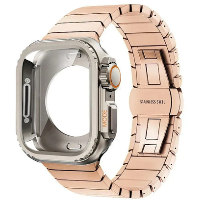 One-piece Butterfly-clasp Stainless Steel Metal Watch Strap