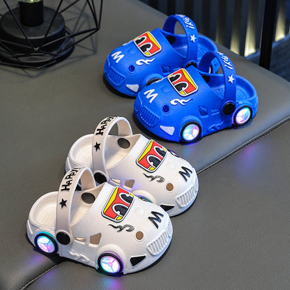 Childrens Car-Shaped Glowing Non-Slip Soft-Soled Slippers