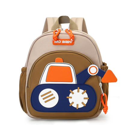 Cute Childrens Backpack Early Education Little Excavator Casual Shoulder Bag