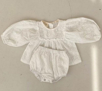 Embroidered Plaid Baby Girl Bloomers Set Cotton