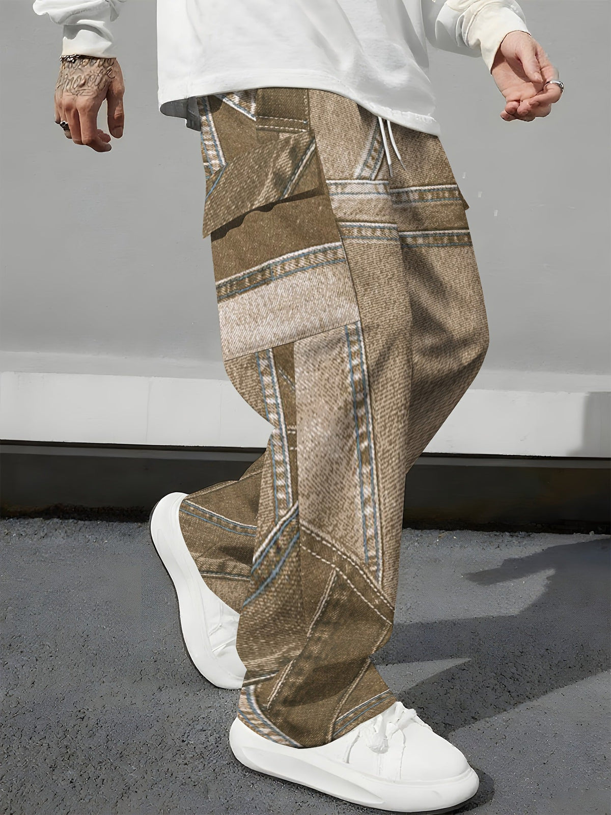 Pink Camo Cargo Pants Printed Design Trendy Casual Loose-Fit Versatile And Breathable Trousers