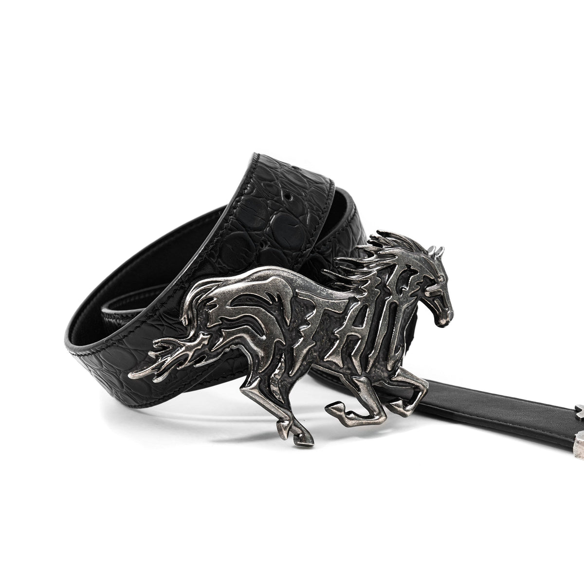 Textured Embossed Full-grain Leather Belt