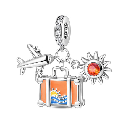 Airplane Suitcase World Travel DIY Bead Pendant Jewelry Accessory
