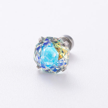 High-end, Brilliantly Reflective Octagonal Millennium Rose-cut Cubic Zirconia Stud Earrings