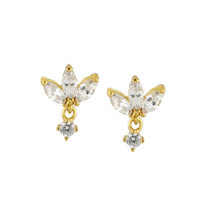 S925 Silver Needle Stud Earrings With Zircon Butterfly Design