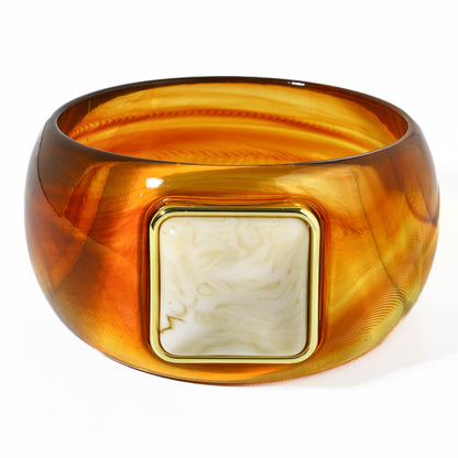 Retro Ombre Gold-Edged Square Resin Bracelet