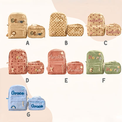 Back-to-School Season Childrens Backpack And Lunch Bag Set Chunky Yarn Handmade