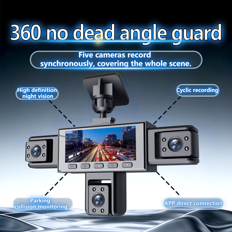 Five Camera Driving Recorder, 1080P High-definition Night Vision, Mobile App For Viewing Videos