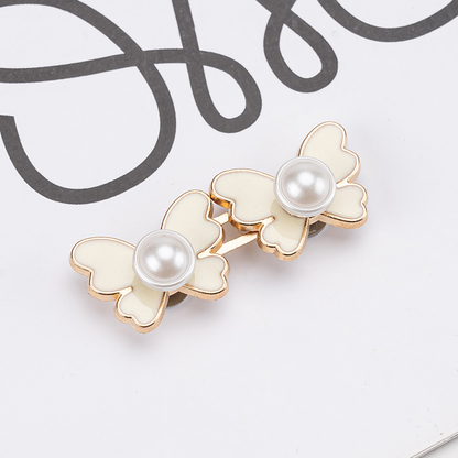 Pearl butterfly waist buckle-pink-alloy-1 pair